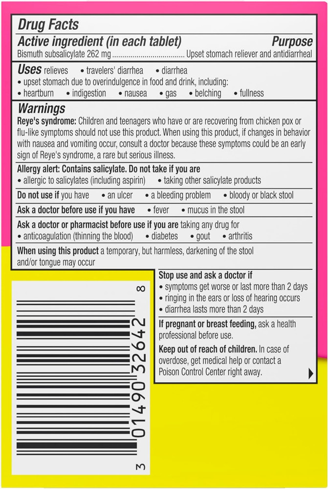 Pepto Bismol Chewable Tablets - 5 Symptom Relief - 48 Count