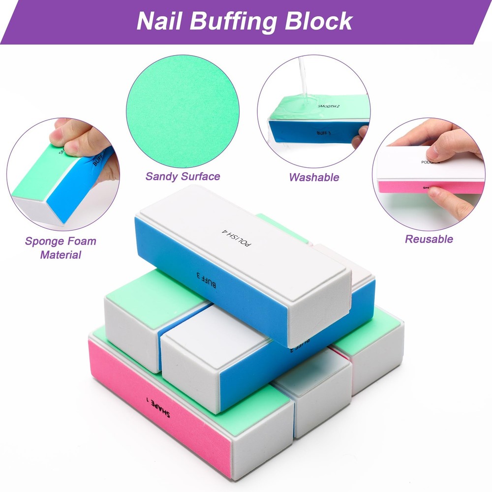 10 PCS Nail Buffing Block, 4 Way Buffer Block File Multicolor