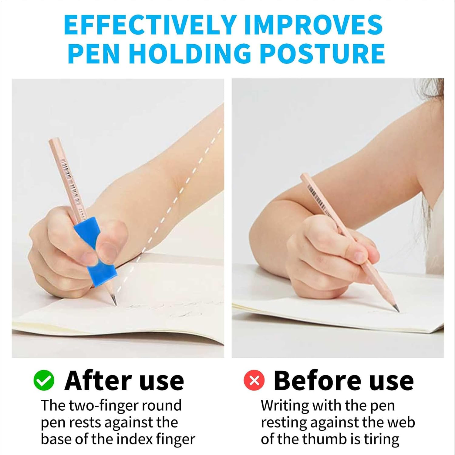 Triangle Pencil Grips Set of 6 for Kids and Adults, Assorted Colors, 1.73-Inch