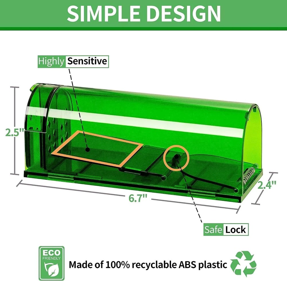 2-Pack Humane Mouse Traps Live Catch & Release No Kill Rat Mice Trap Reusable