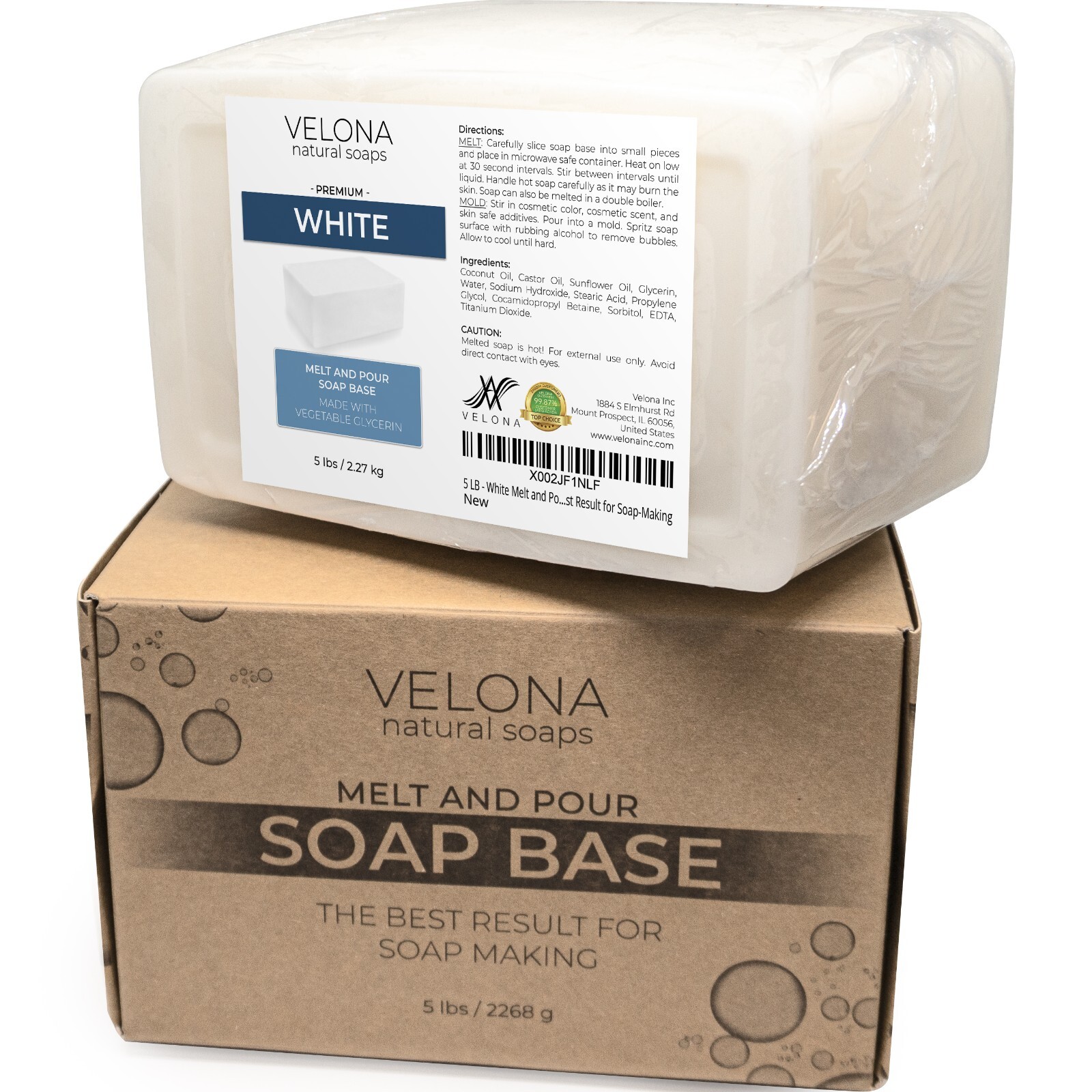 2, 5, 10, 25 LB - White Melt and Pour Soap Base by Velona | SLS/SLES Free
