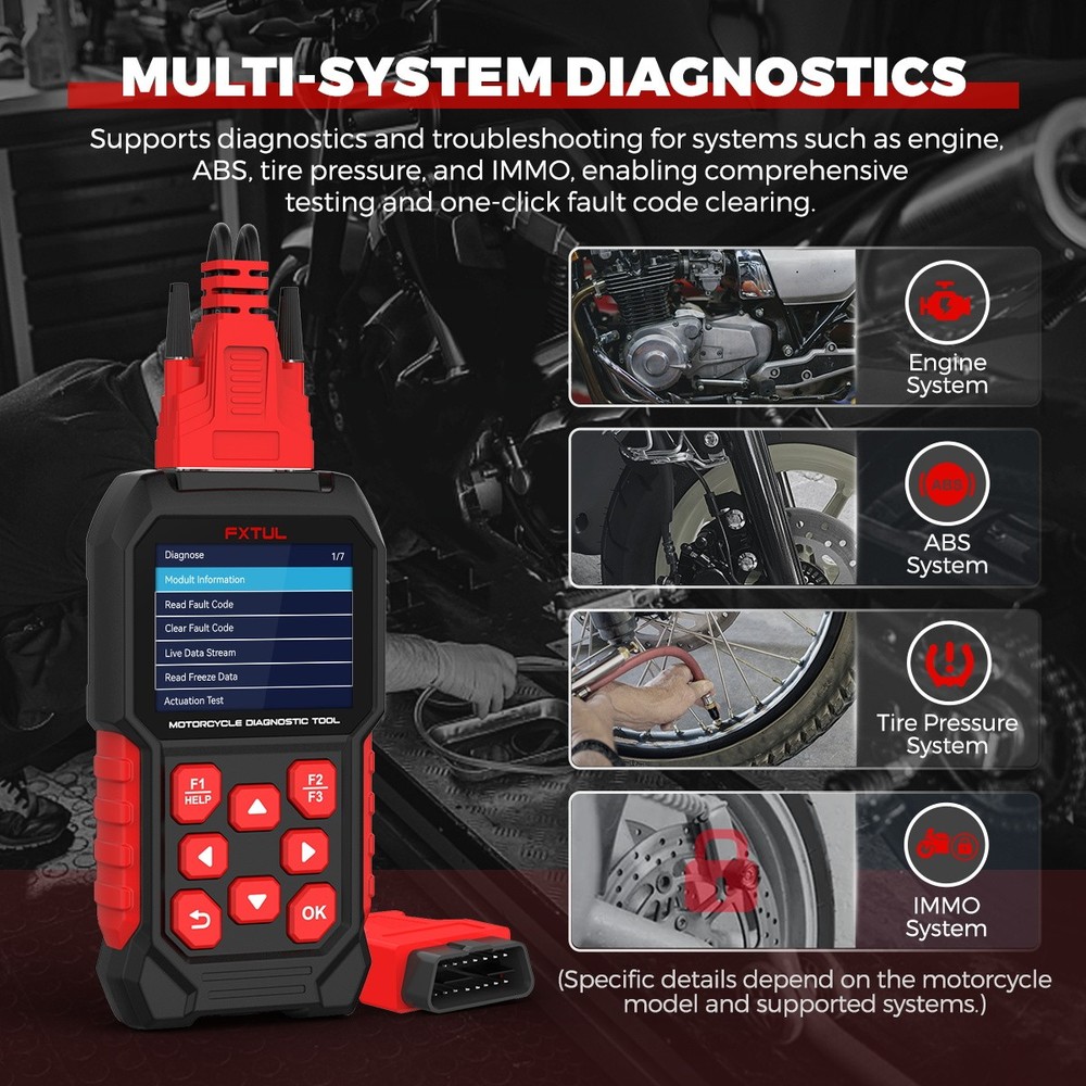 FXTUL M4 Harley Motorcycle Diagnostic Tool OBD2 Full System Code Reader Scanner