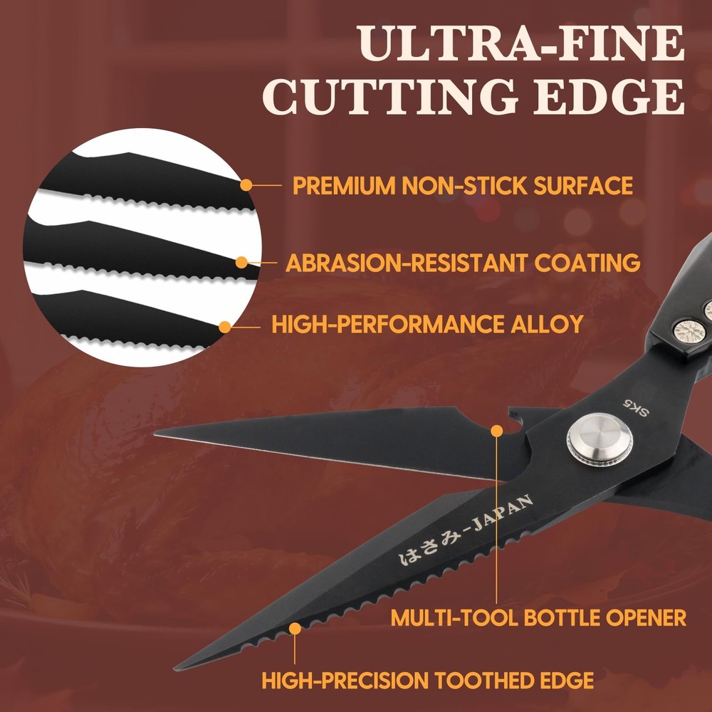 Kitchen Scissors, Heavy Duty Stainless Steel Kitchen Shears, Sharp Black Meat...