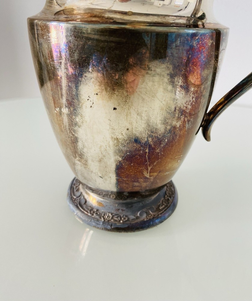 Vintage Silver Plate Water Pitcher Primrose Pattern
