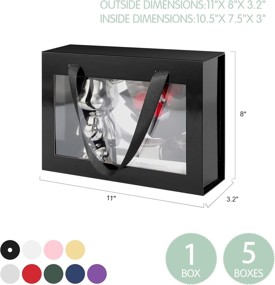 Chic Black Gift Box with Window & Handle - Exquisite Presentation for Presents