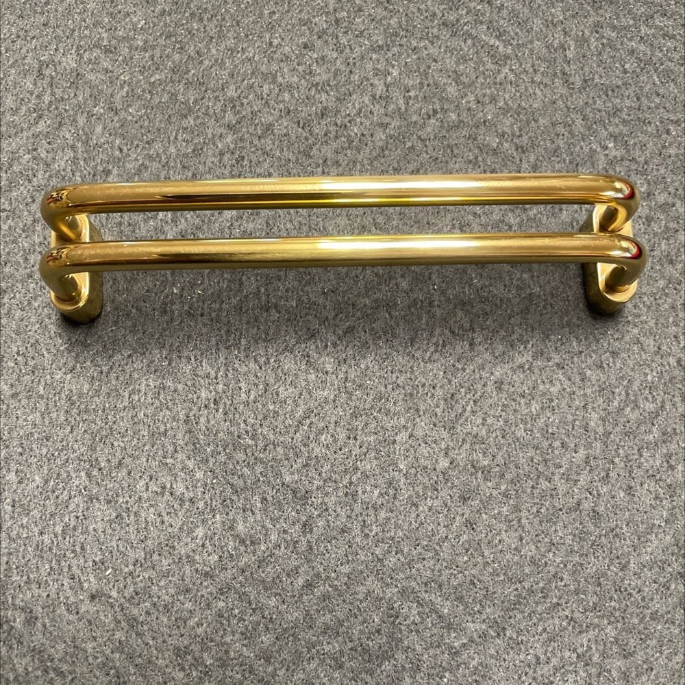 3-3/4" Solid Brass Rail Style Pull Polished  Brass