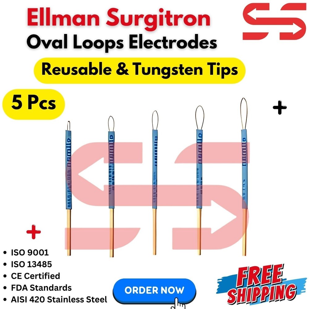 Ellman Surgitron Oval loop Electrodes 5 Pcs Reusable -Tungsten Tips CE Certified