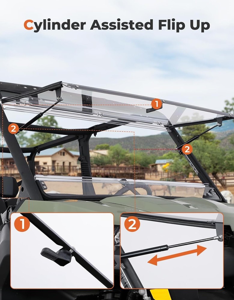 Can Am Defender Flip Windshield 1/5in Polycarbonate