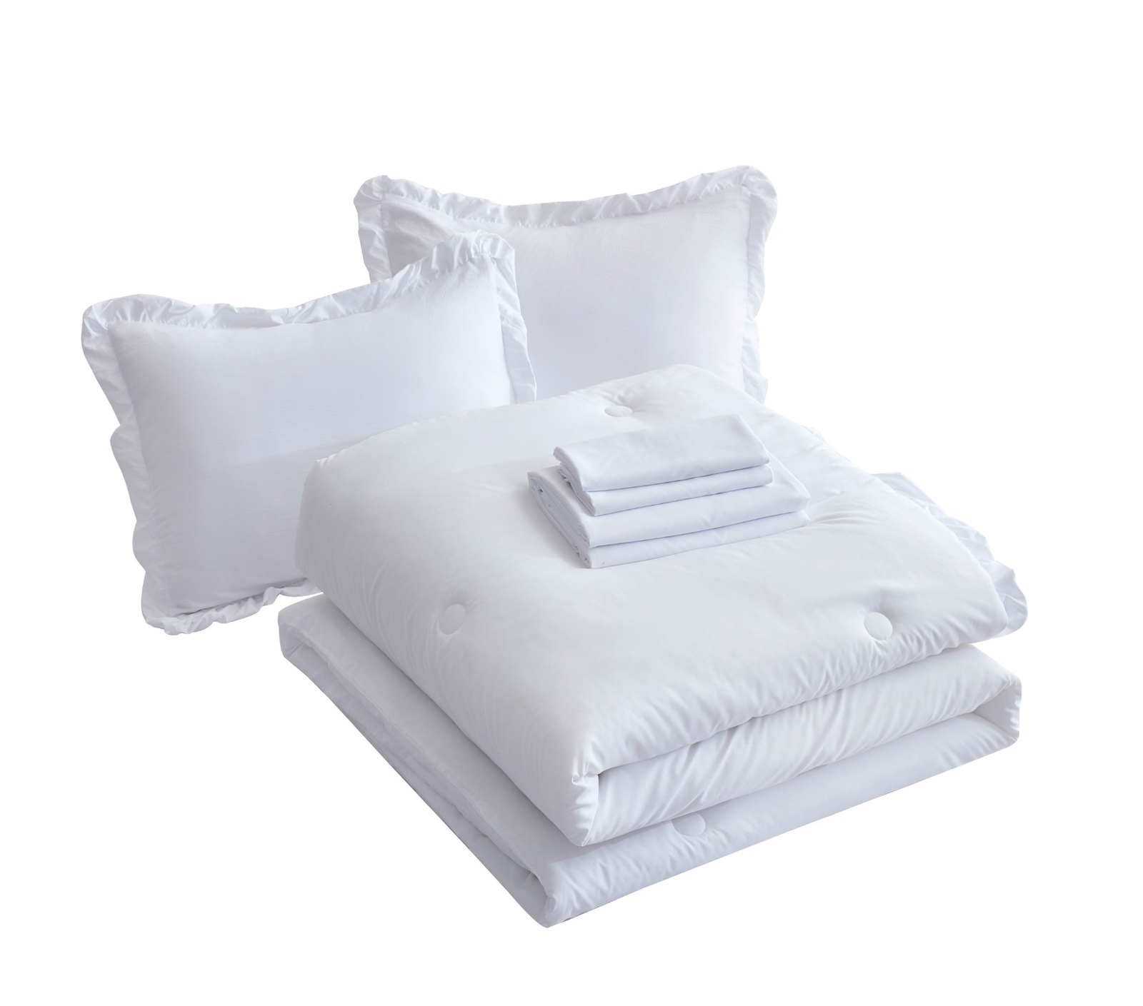 Chezmoi Collection Eleanora Bed in a Bag Comforter Set w/ Ruffle Edge Trim