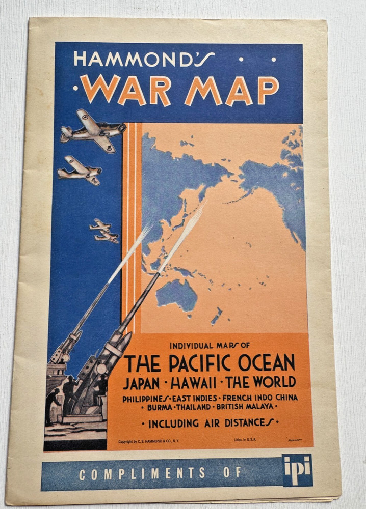 1942 Hammond's War Map The Pacific Ocean