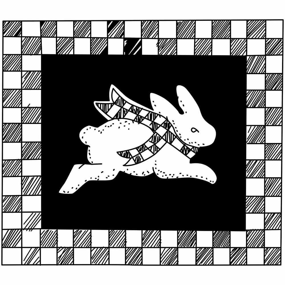 Rabbit Block with Checked Border Stamp