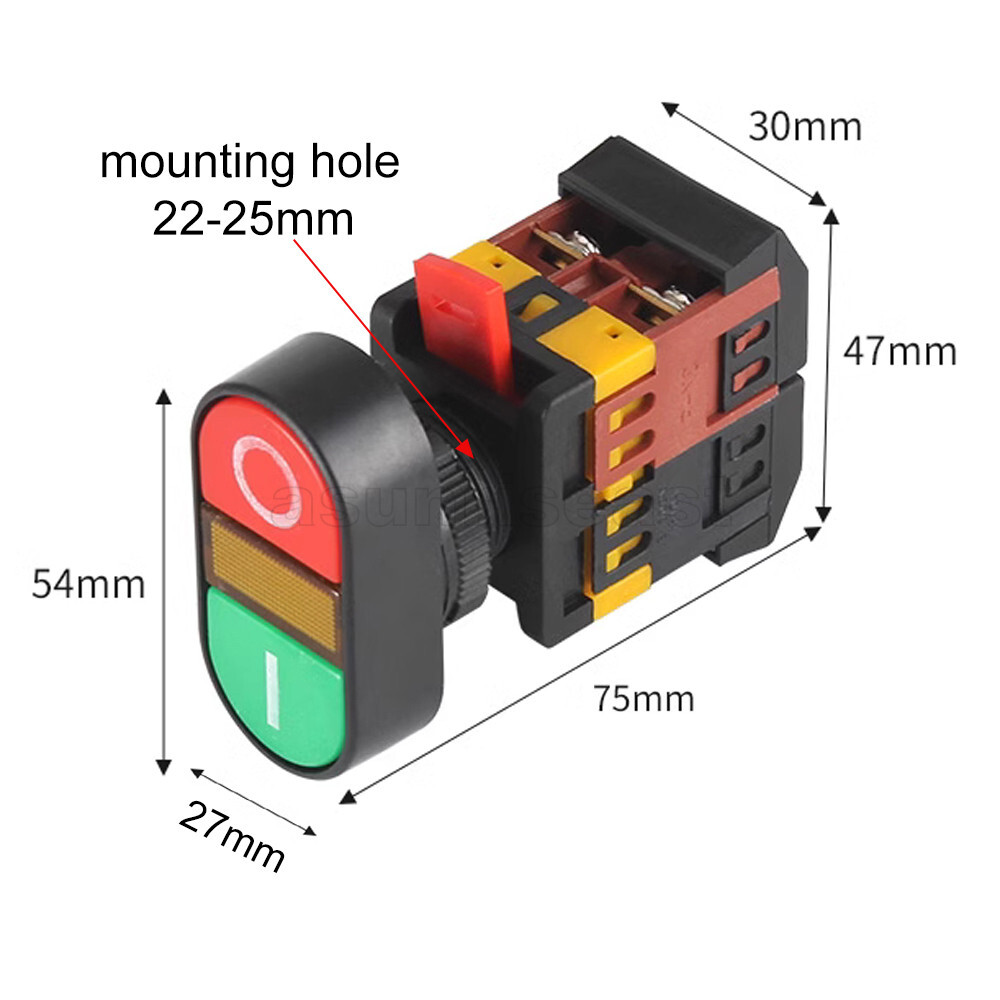 22mm - 25mm Red Green Momentary Power Start Push Button Switch Indicator Light