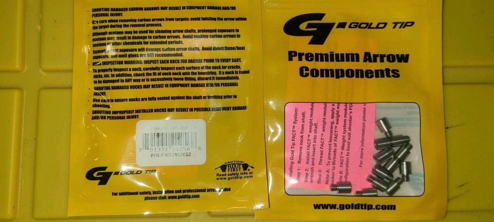 Gold Tip .246 Diameter,  20 Grain Weights