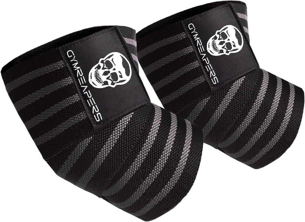 Weightlifting Elbow Wraps (1 Pair) - Flexible 40'' Gray