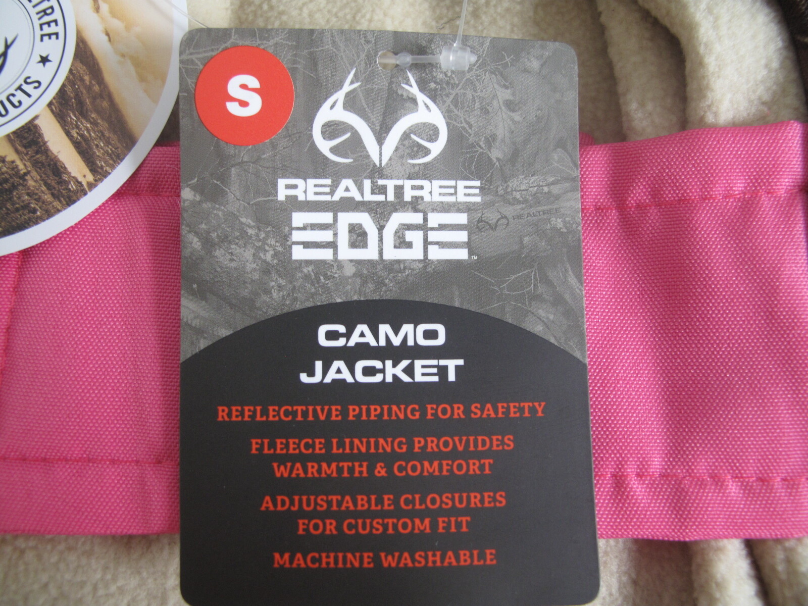 (1) NEW Realtree Edge Camo Dog Jacket -SMALL - PINK- Fleece Reflective Washable