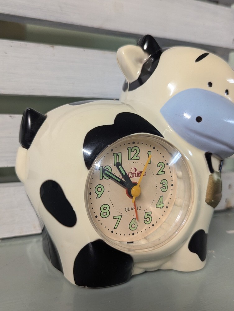 Vintage Plastic Cow Clock Tel-time Tested