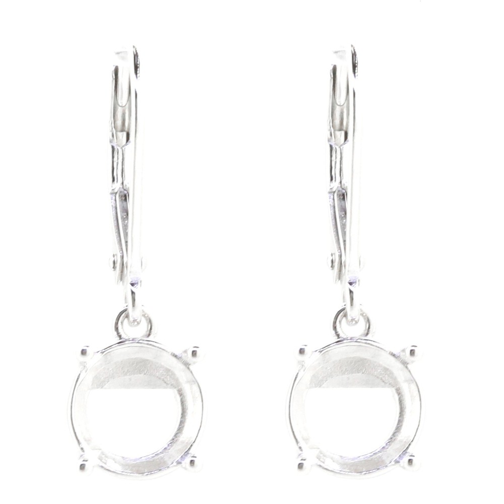 Sterling Silver Semi Mount Earrings Setting Round RD 8x8mm