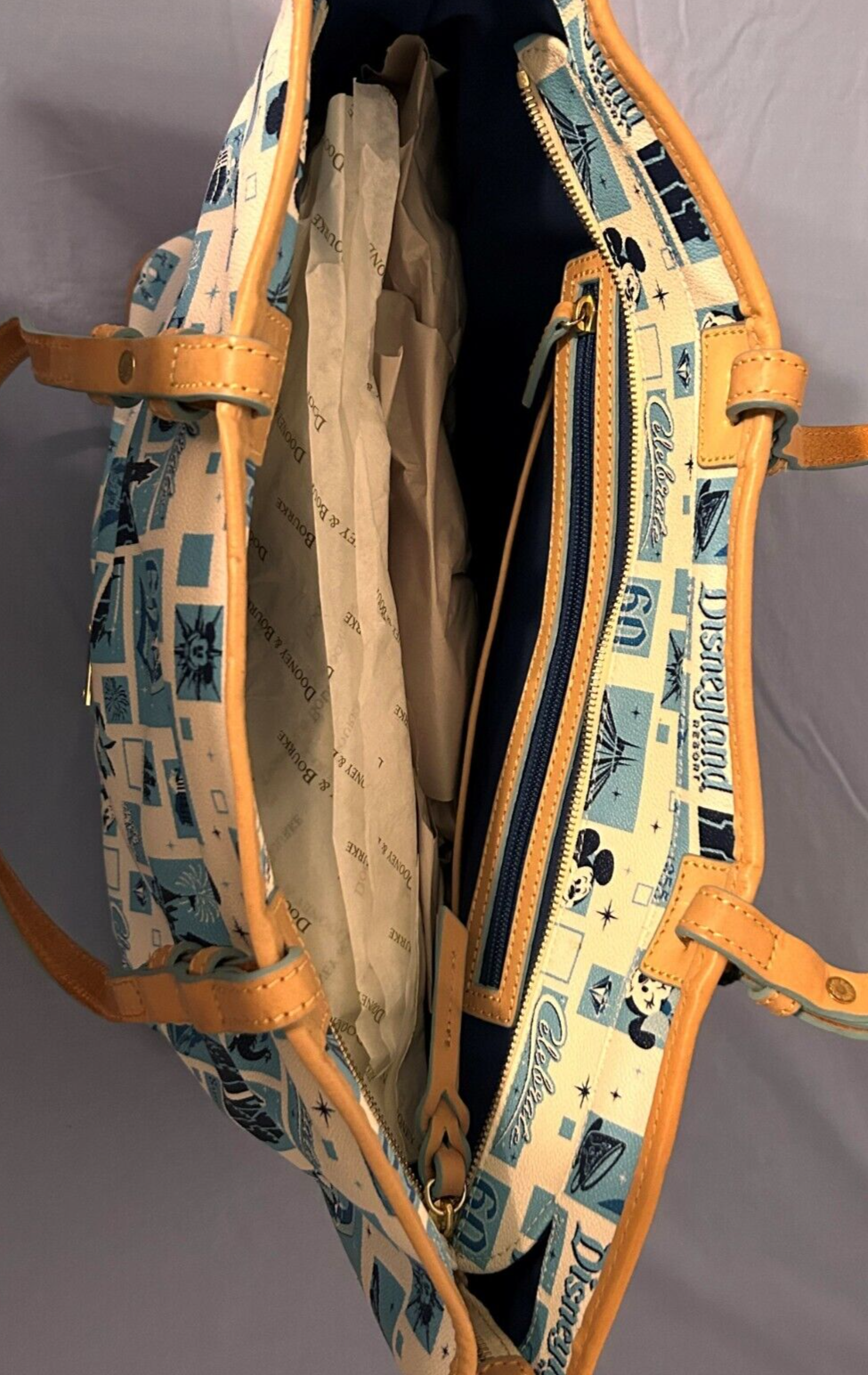 HTF NEW DOONEY & BOURKE DISNEYLAND 60th Tote Purse Mickey Blue Great Condition