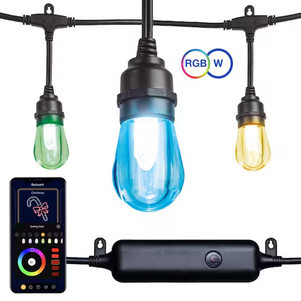 Multiple Color Outdoor Smart Plug-in LED String Light with Wireless App Control