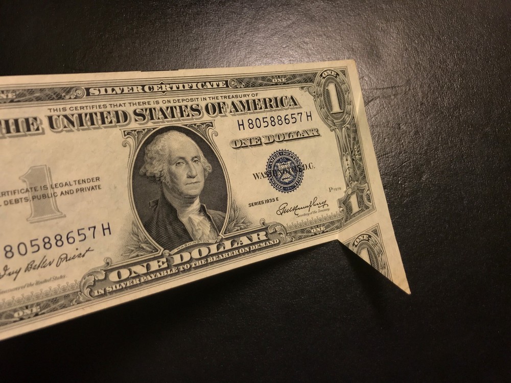 1935 E $1 Fold Over Major Error One Dollar Silver Certificate Uncirculated CU