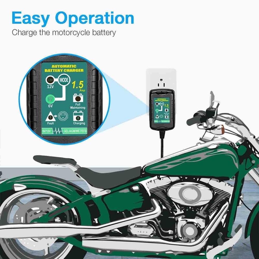 Automatic Battery Charger Maintainer Motorcycle Trickle Float For 6V 12V Battery
