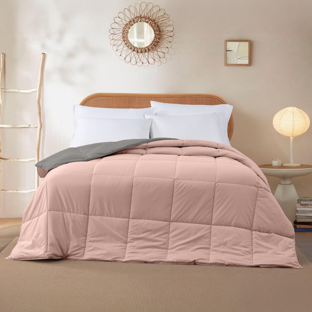 Modern Threads Down Alternative Reversible Comforter Charcoal Gray/Blush Queen
