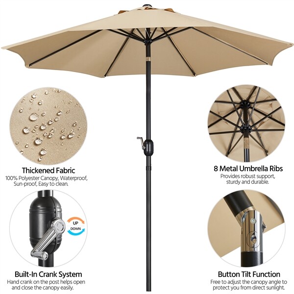 7.5/9/10/11FT Patio Umbrella Market Table Umbrella Outdoor w/Push Button Tilt