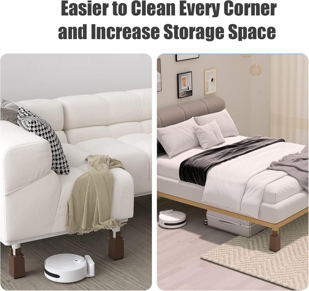 Modern Black Adjustable Bed Risers - Anti-Slip for Maximum Stability & Style