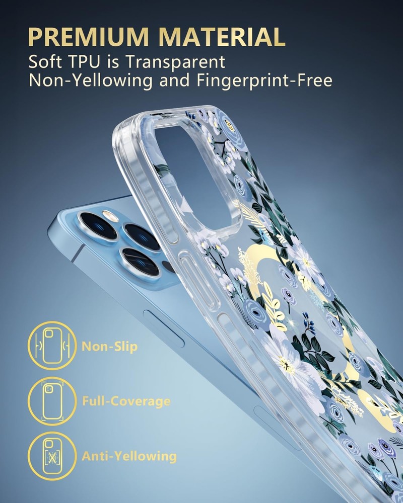 SCORPIFY iPhone 14 Pro Max Case, MagSafe Compatible, Blue Nemophil