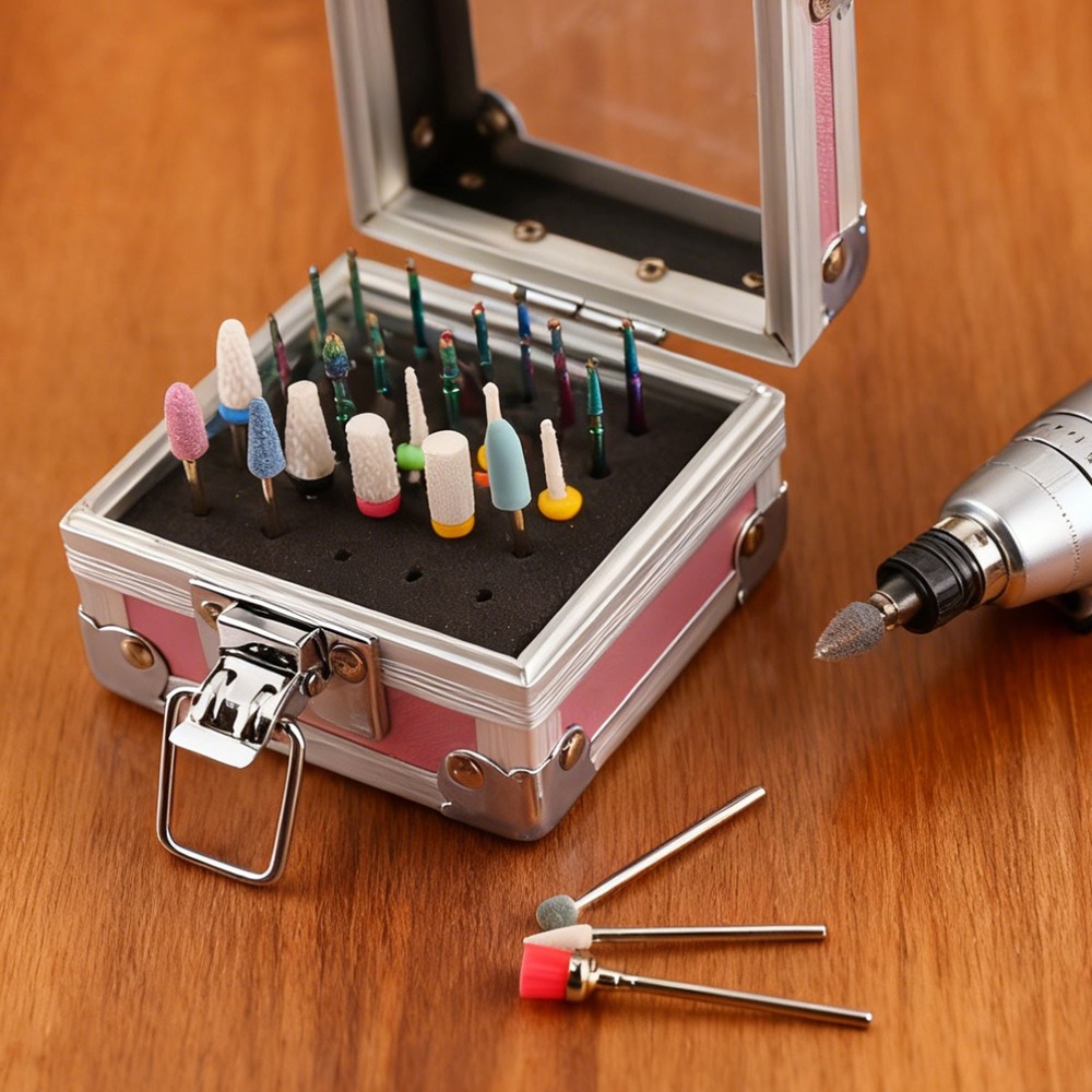 25Pcs Nail Drill Bits Set with Storage Box, 3/32 Inch Tungsten Ceramic Diamond C