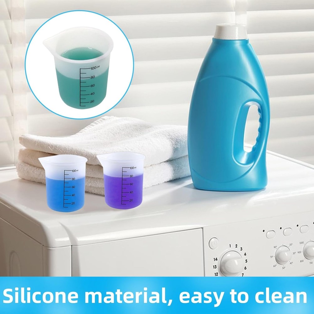 4-Pack Reusable Silicone Measuring Cups 100ml for Laundry, DIY & Crafts