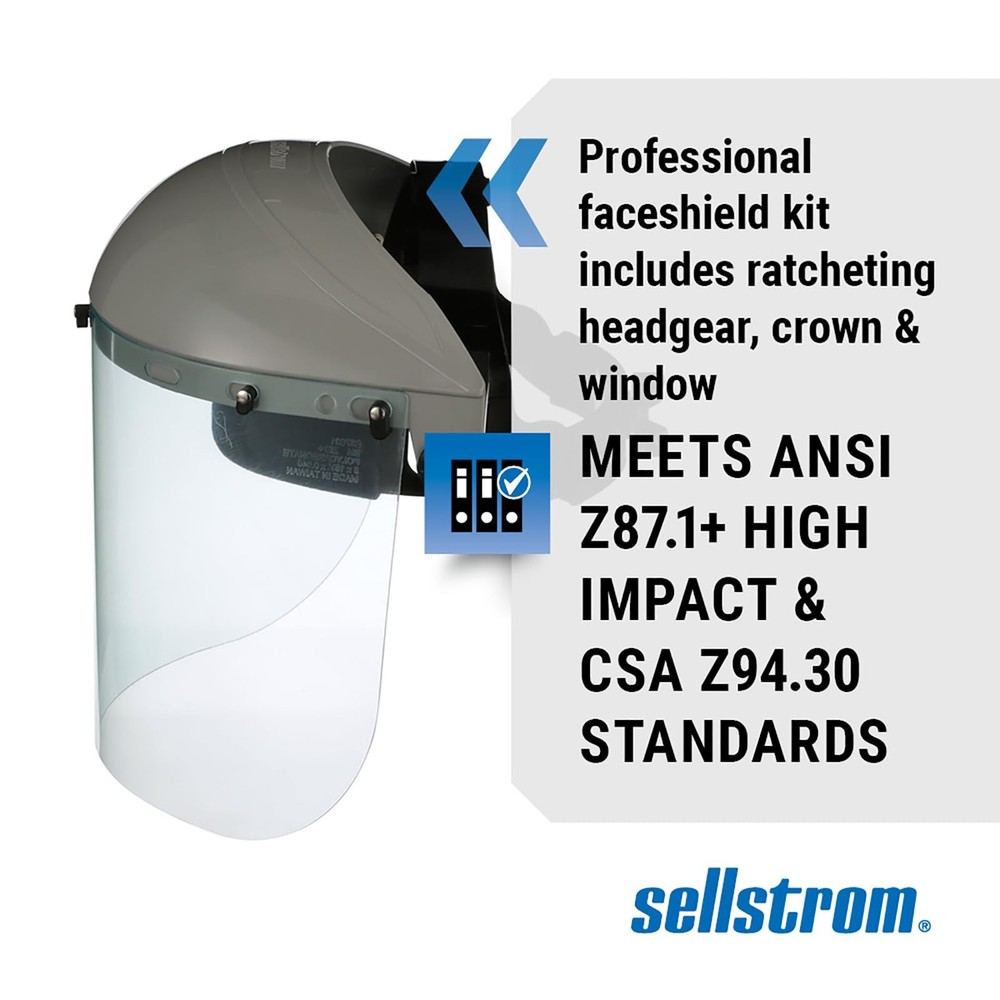 Sellstrom Advantage Face Shield Polycarbonate with Ratchet Headgear Grey