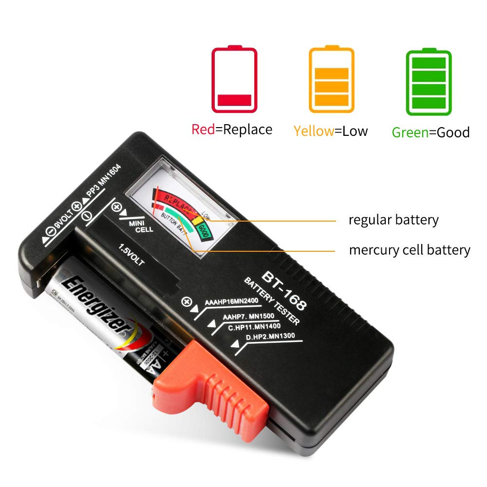 Universal Battery Tester Compatible with AA AAA C D 9V Button Cells