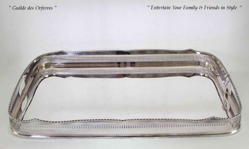 Silver Gallery Tray Oblong , Pierced Border