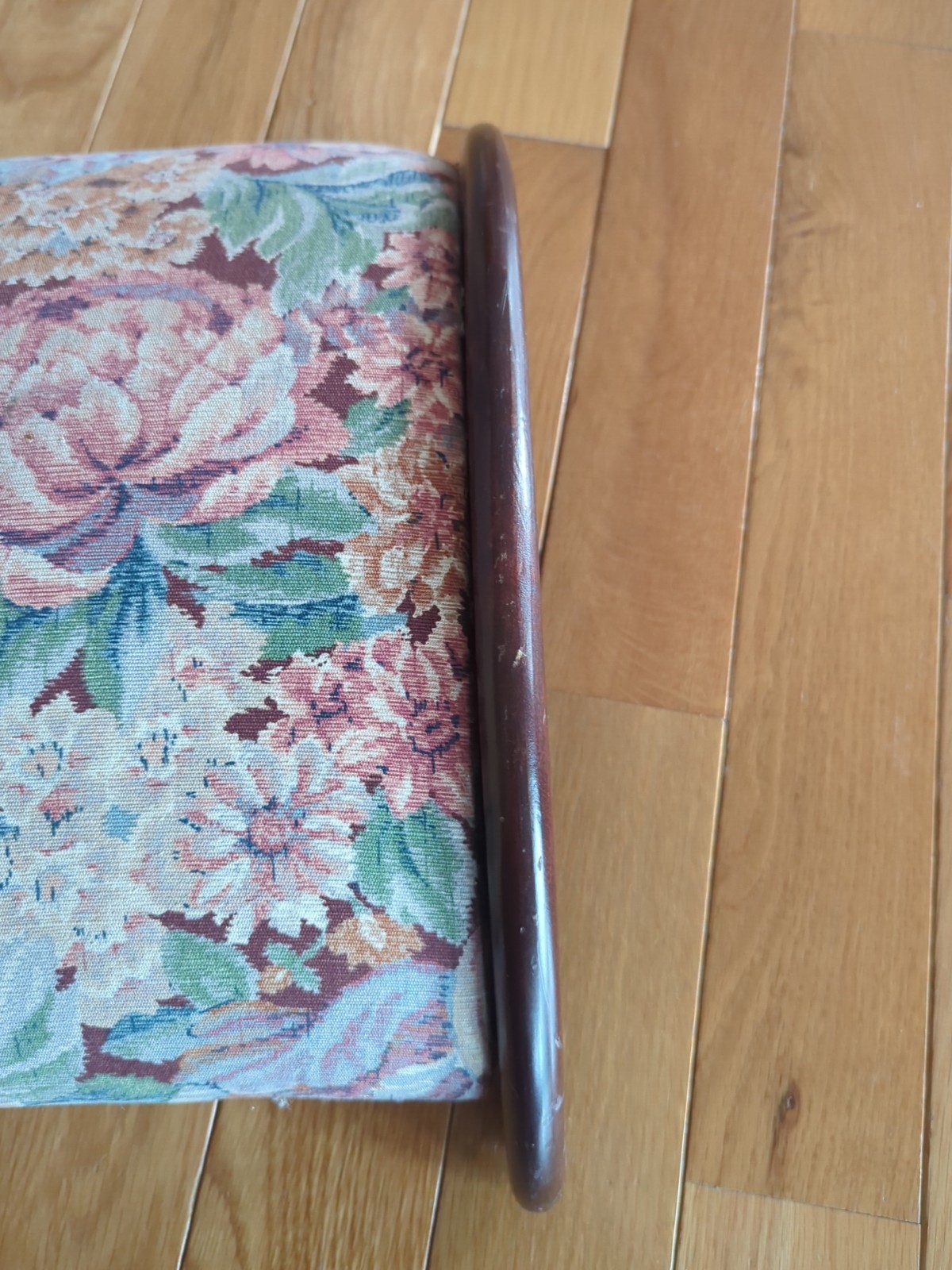 Antique vintage Arched Wood Upholstered Durable Fabric Footstool