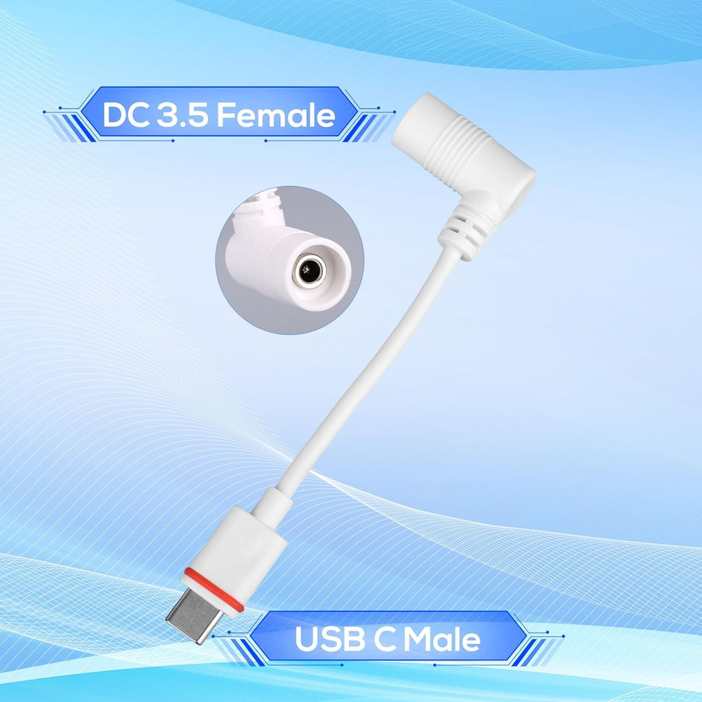 2Pcs Barrel Plug to USB-C Power Adapter for Ring Solar Panel & USB-C Security Ca