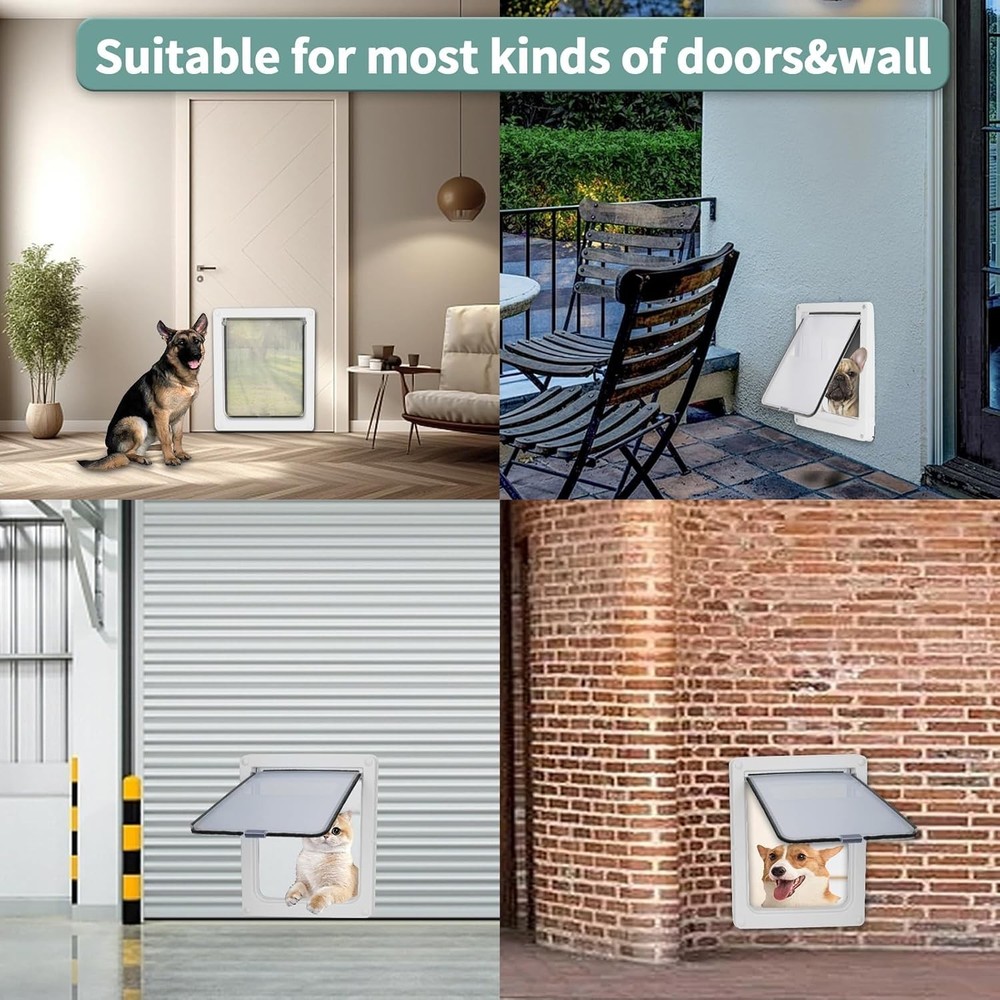 Small Doggie Door with Magnetic Locking Panel for Home Security - Durable