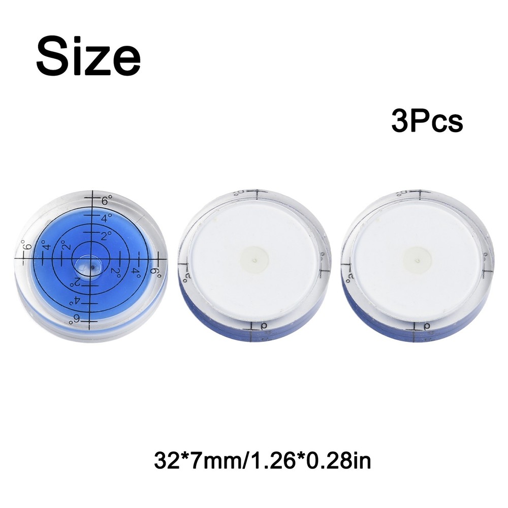 Bubble Level 32mm 3pcs 32mm Degree Mark Highly Translucent Round Circular
