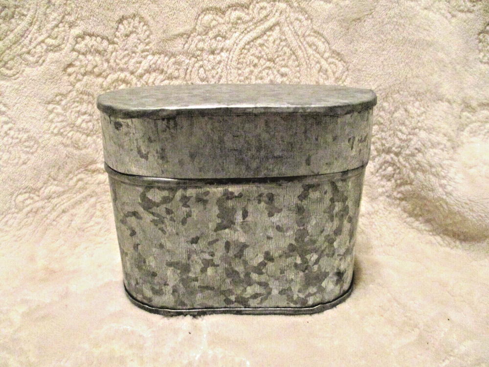 Galvanized Empty Oblong Shape Candle Container~NO CANDLE~EMPTY