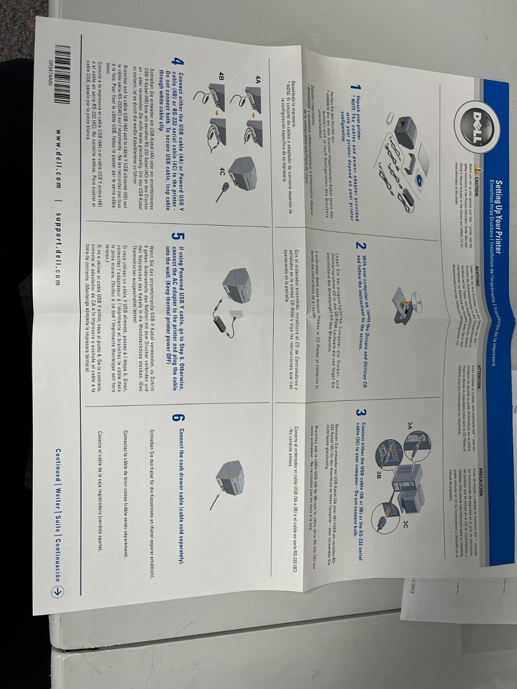 Dell Receipt Thermal Printer T200 USB with Power Supply