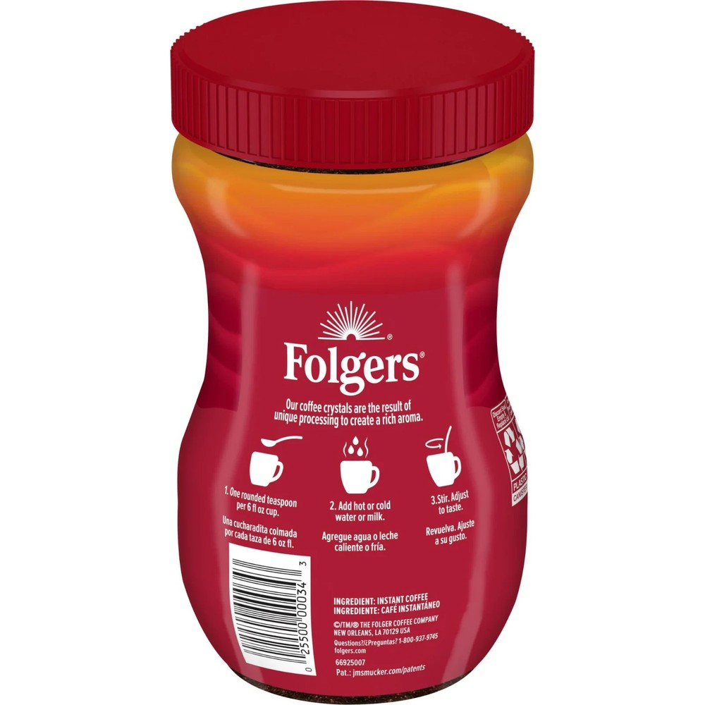 Folgers Classic Roast Instant Coffee, 8-Ounce Jar 2 Pack