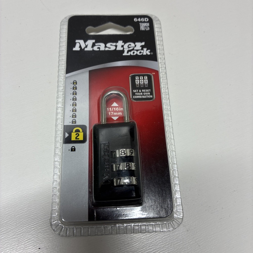 Master Lock 646D Wide Set Black Combination Lock, NIP