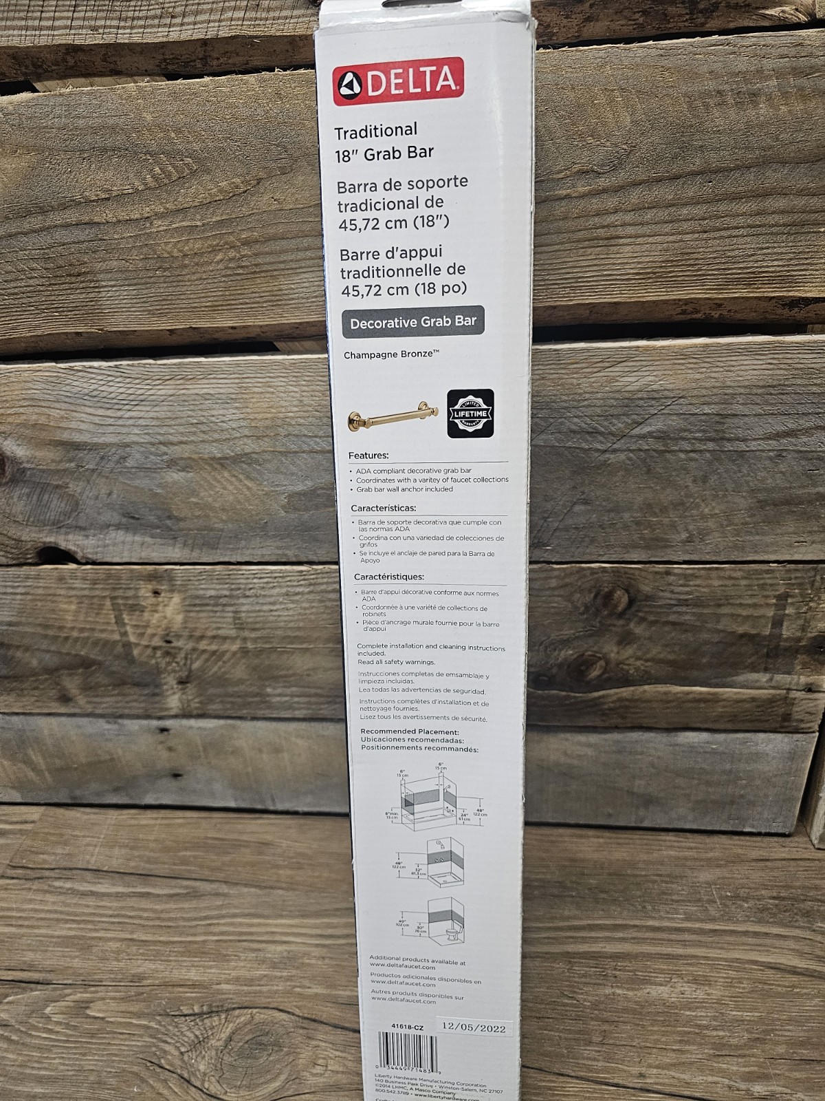 Delta 41618 18" Traditional Grab Bar - Champagne Bronze