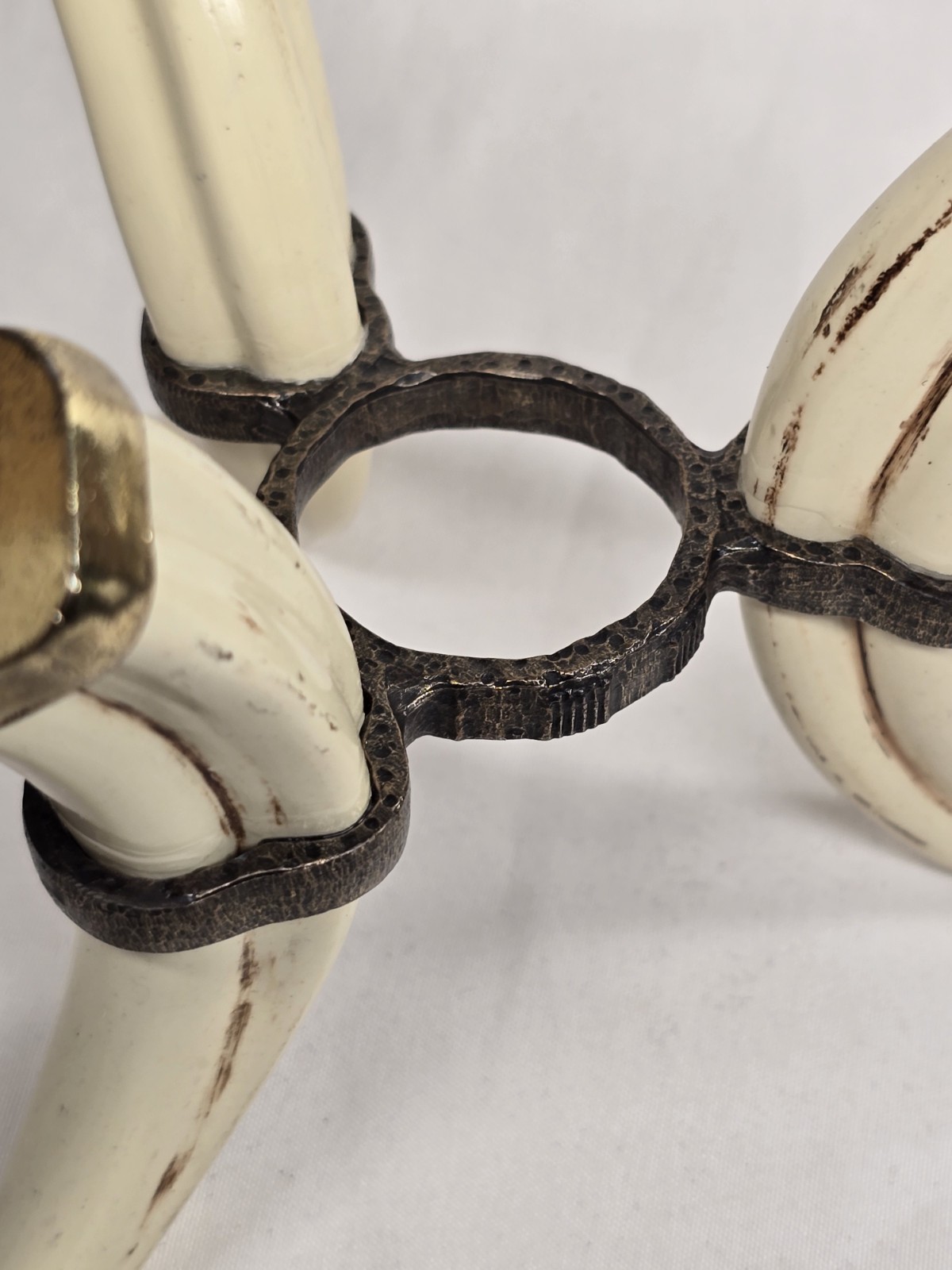 Vintage African Warthog Tri-Leg Display Stand - Brass Gold Metal - 4" x 3.75"