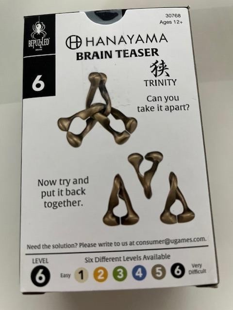 Hanayama Brain Teaser Puzzle - Trinity - Very Difficult