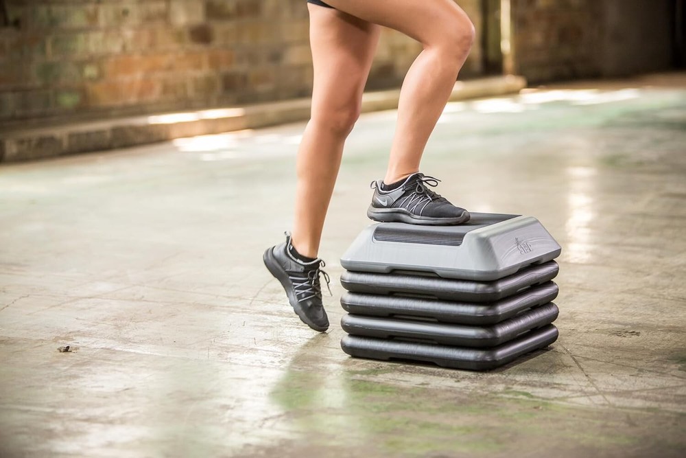 Adjustable High Step Aerobic Platform with 4 Risers, Home Gym Workout Equipme...