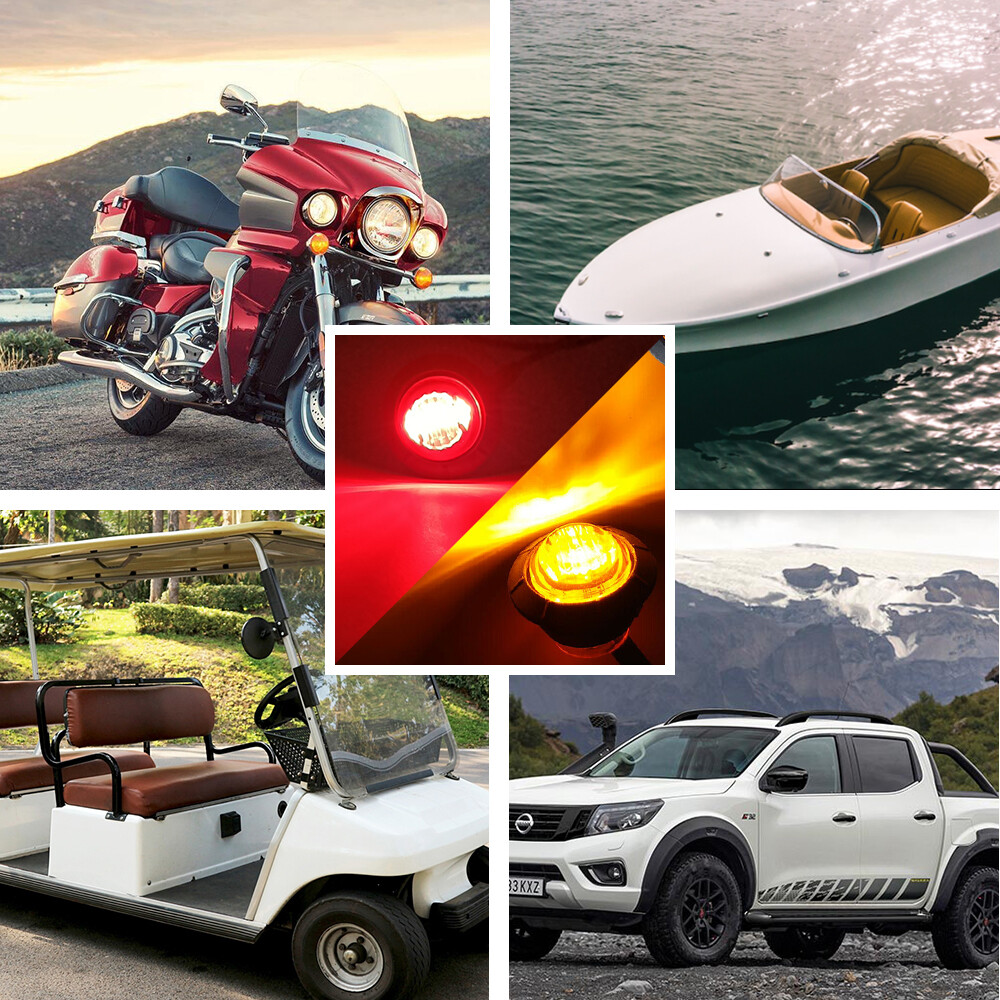 20X Amber 3/4"Round LED Bullet Clearance Side Marker Lights For Truck Trailer RV