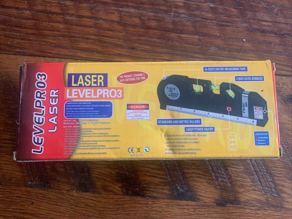 Fixit Laser Level Pro 3 Multi-Purpose Measuring Tool With 8 Feet Tape