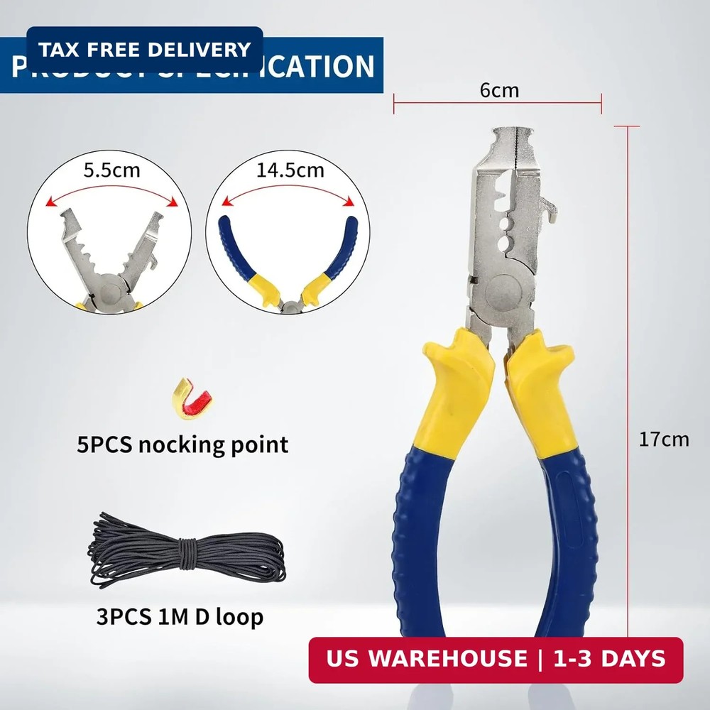 SPG Bow String Nock Point Pliers - D Loop Pliers with D Loop Material for Compou