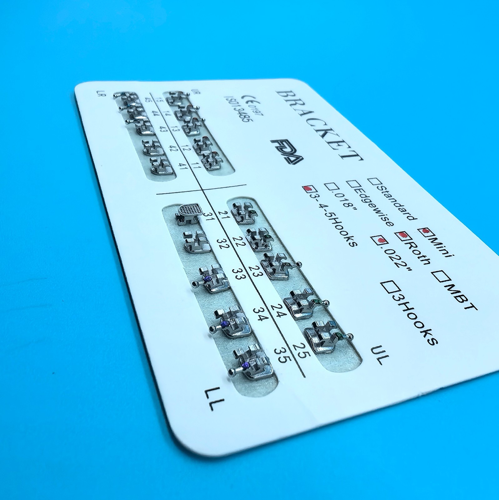 Dental Orthodontic Metal Brackets Braces Mini Roth Slot.022" Hooks 3-4-5 MIM